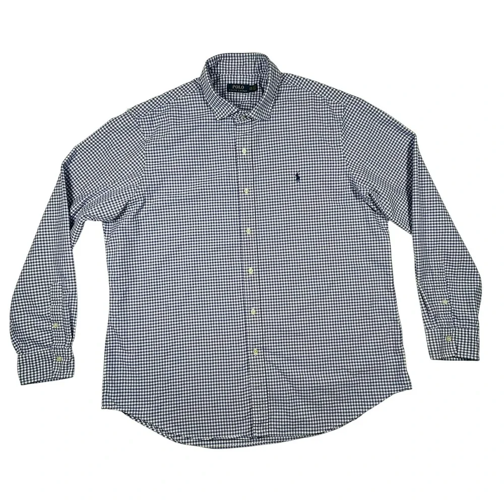 Polo Ralph Lauren Button Down Shirt Mens XXL Purple Gingham Check Preppy *Flaw